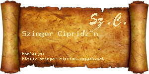 Szinger Ciprián névjegykártya